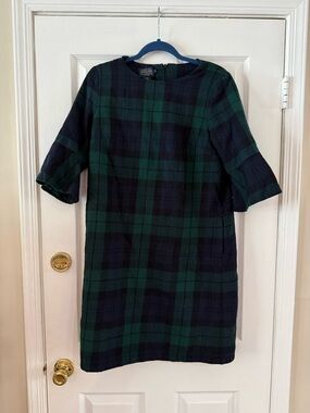 Pendleton Green and Navy Plaid Midi Shift Dress